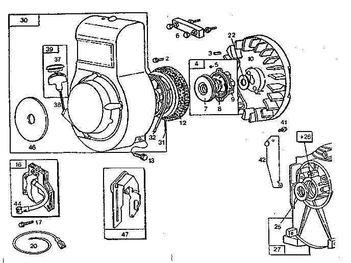 Rewind Starter And Magneto Diagram and Parts List for 080202  Briggs and Stratton Engine